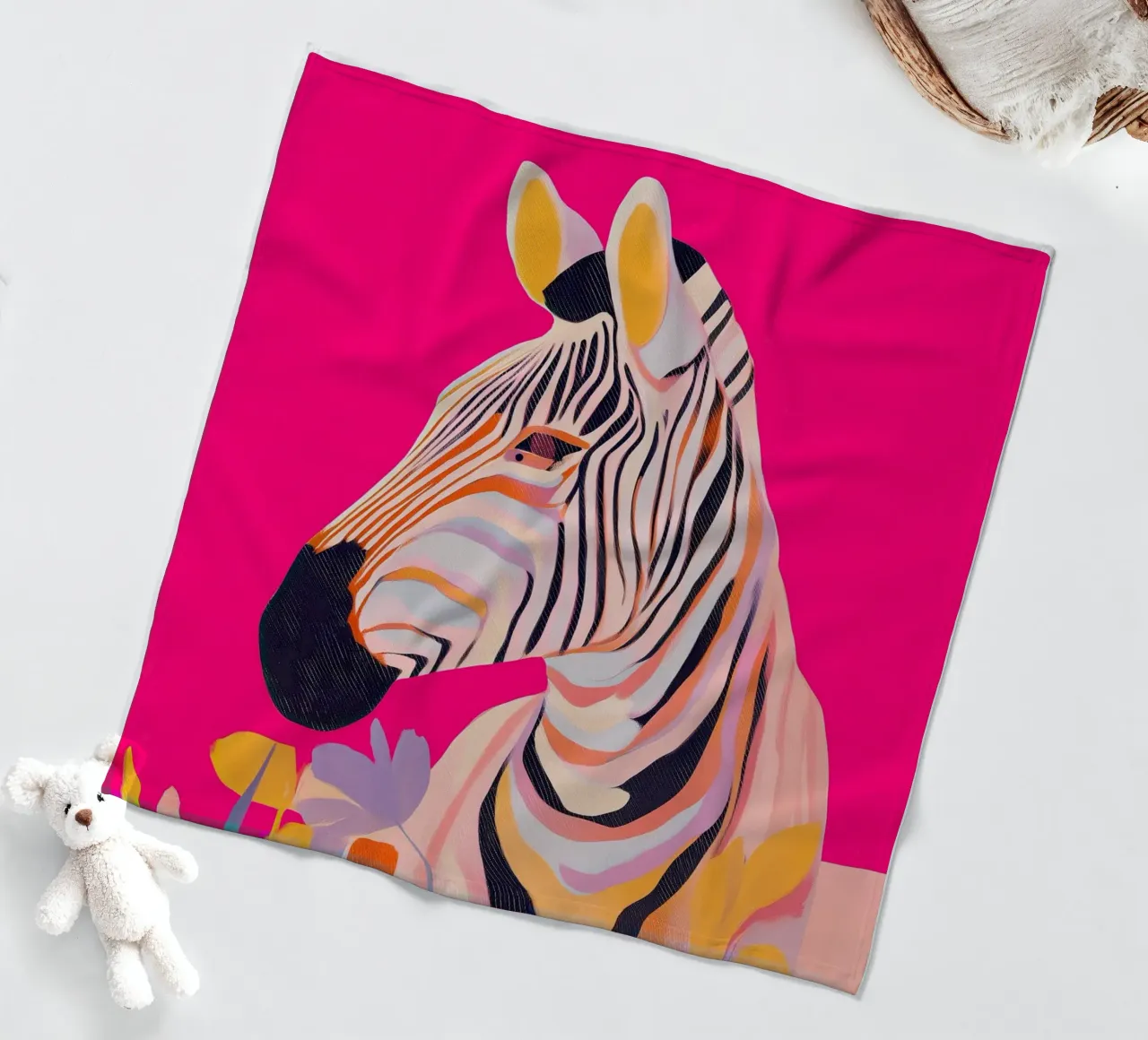 Electric Bloom - Zebra in Magenta coperta in pile da Luca