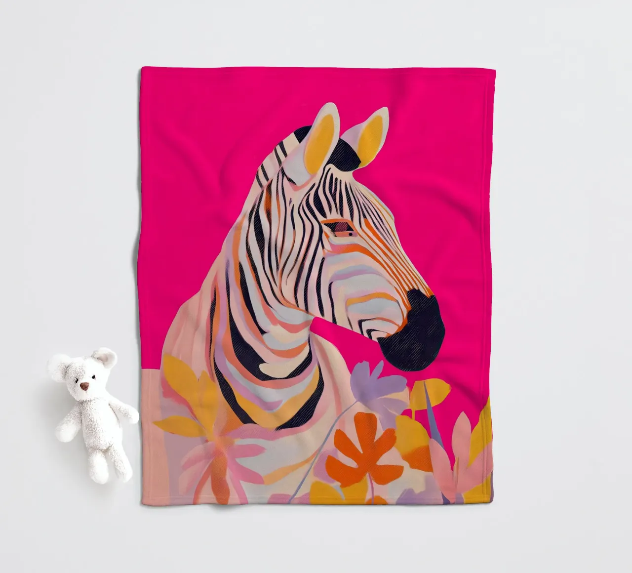 Electric Bloom - Zebra in Magenta coperta in pile da Luca
