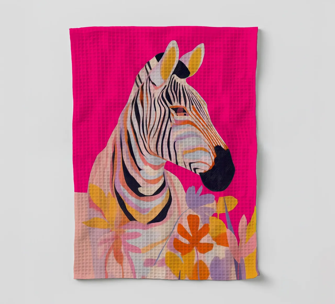 Electric Bloom - Zebra in Magenta Geschirrtuch von Luca