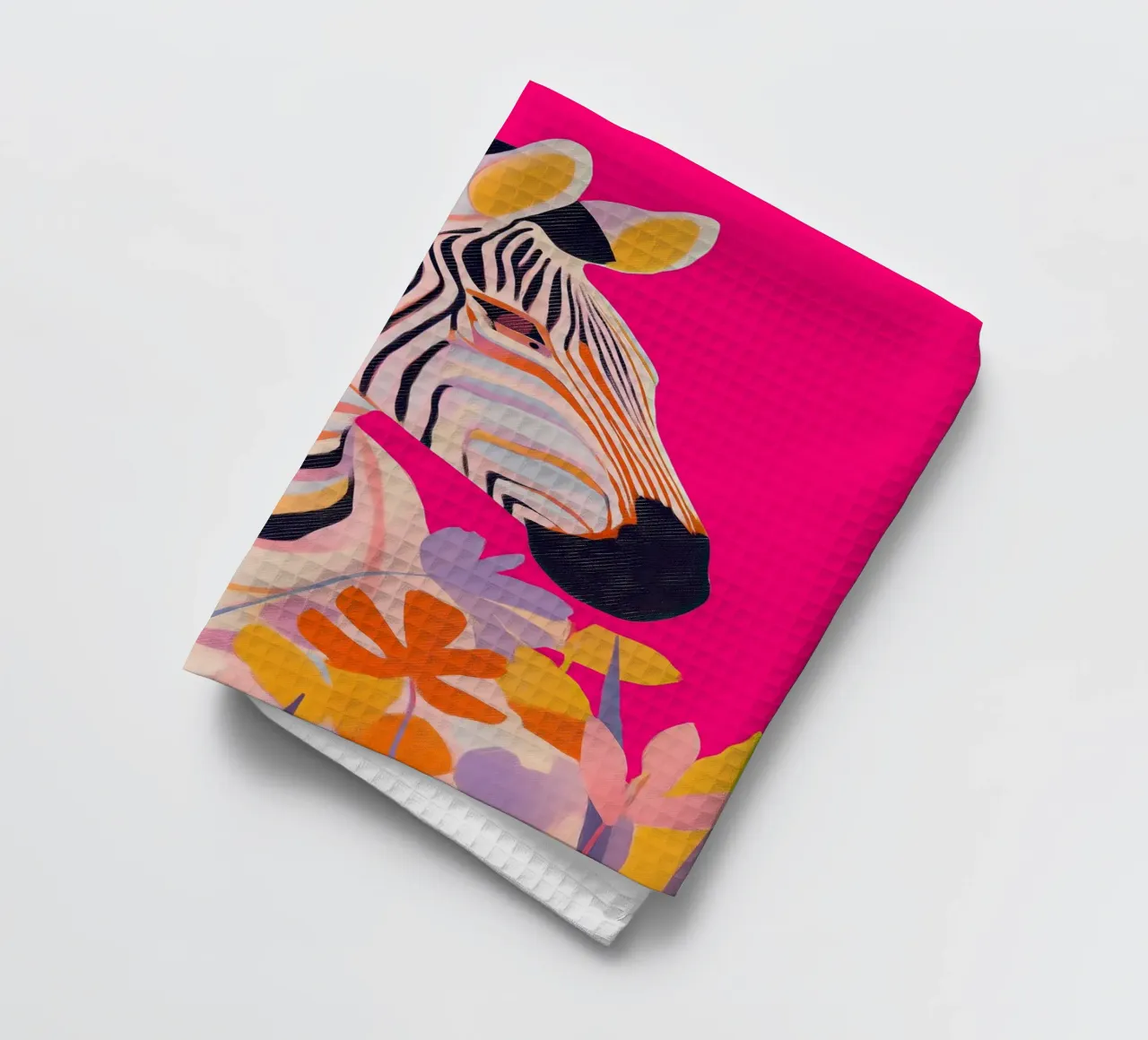 Electric Bloom - Zebra in Magenta Geschirrtuch von Luca