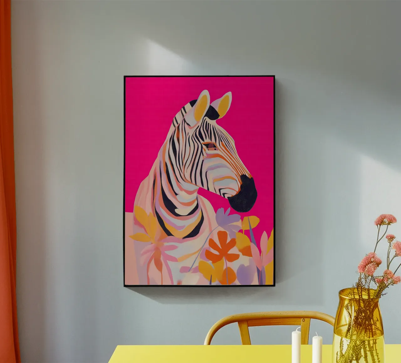 Electric Bloom - Zebra in Magenta metacrilato de Luca