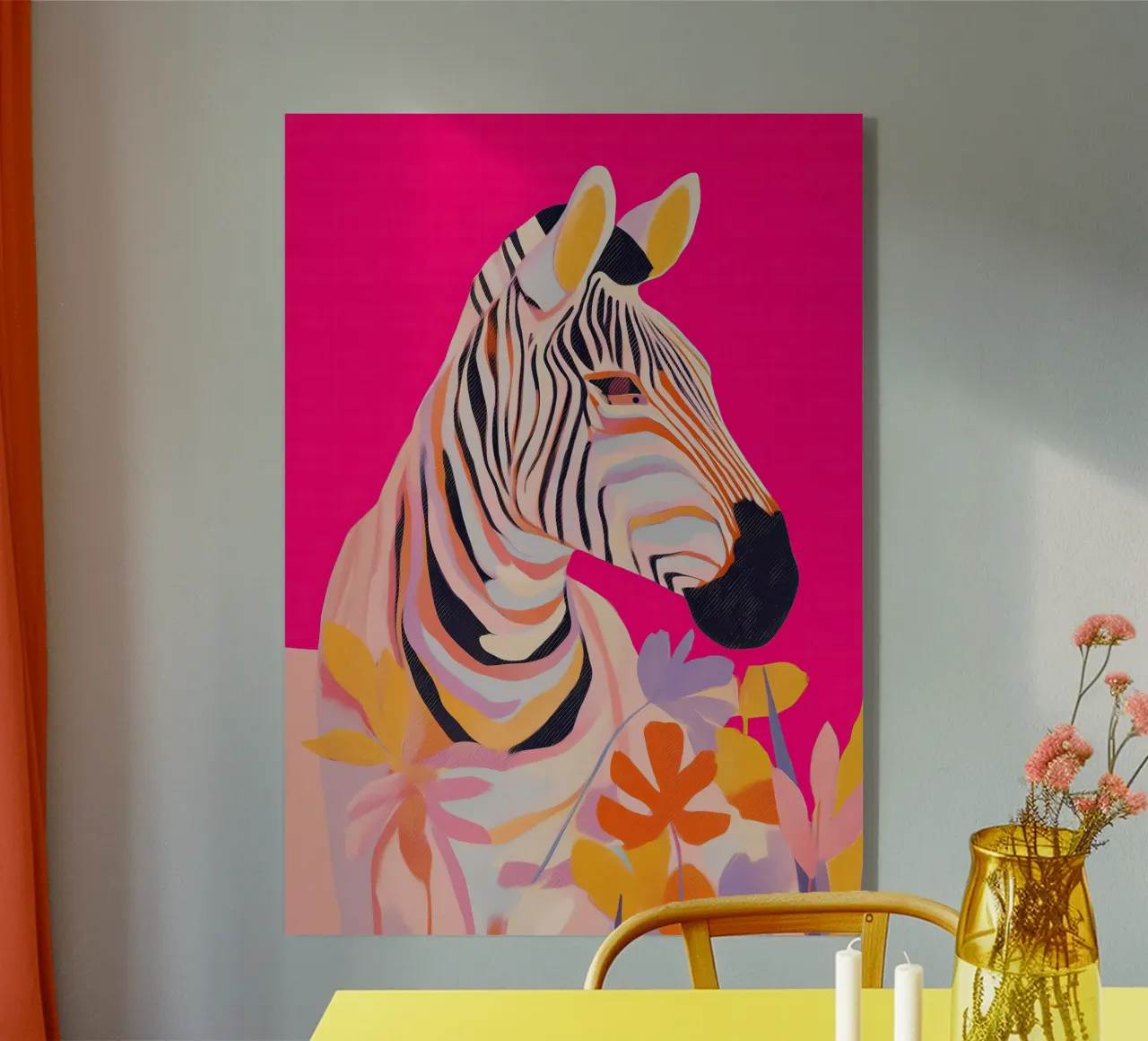 Electric Bloom - Zebra in Magenta metacrilato de Luca