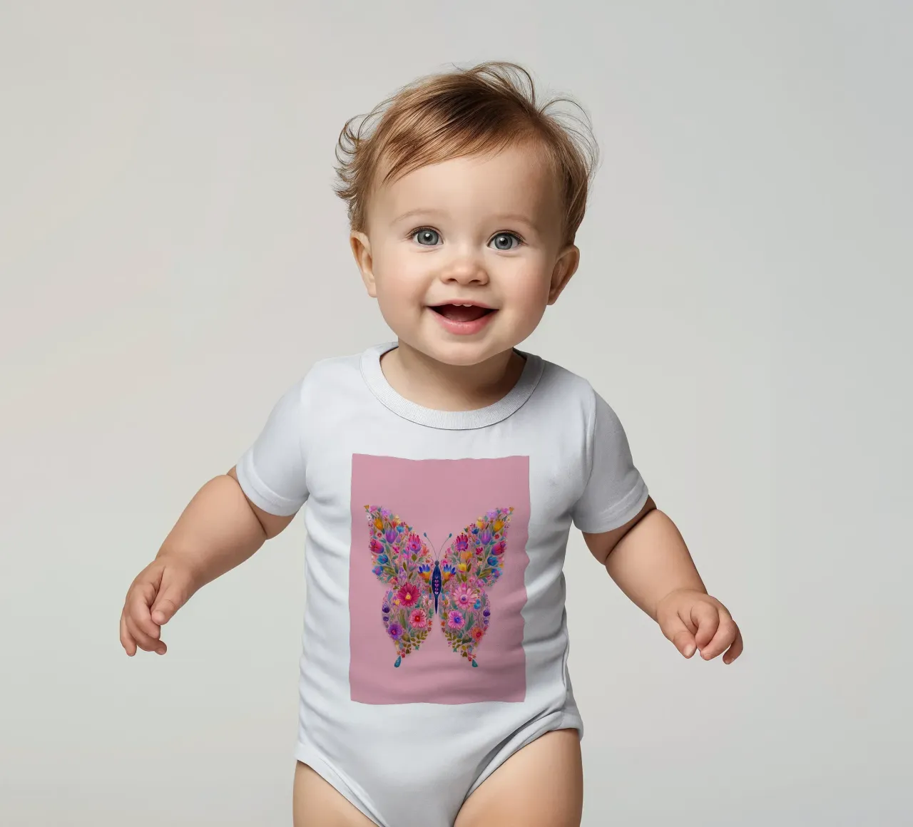 Floral Butterfly of Spring Dreams body neonato maniche corte da Luca