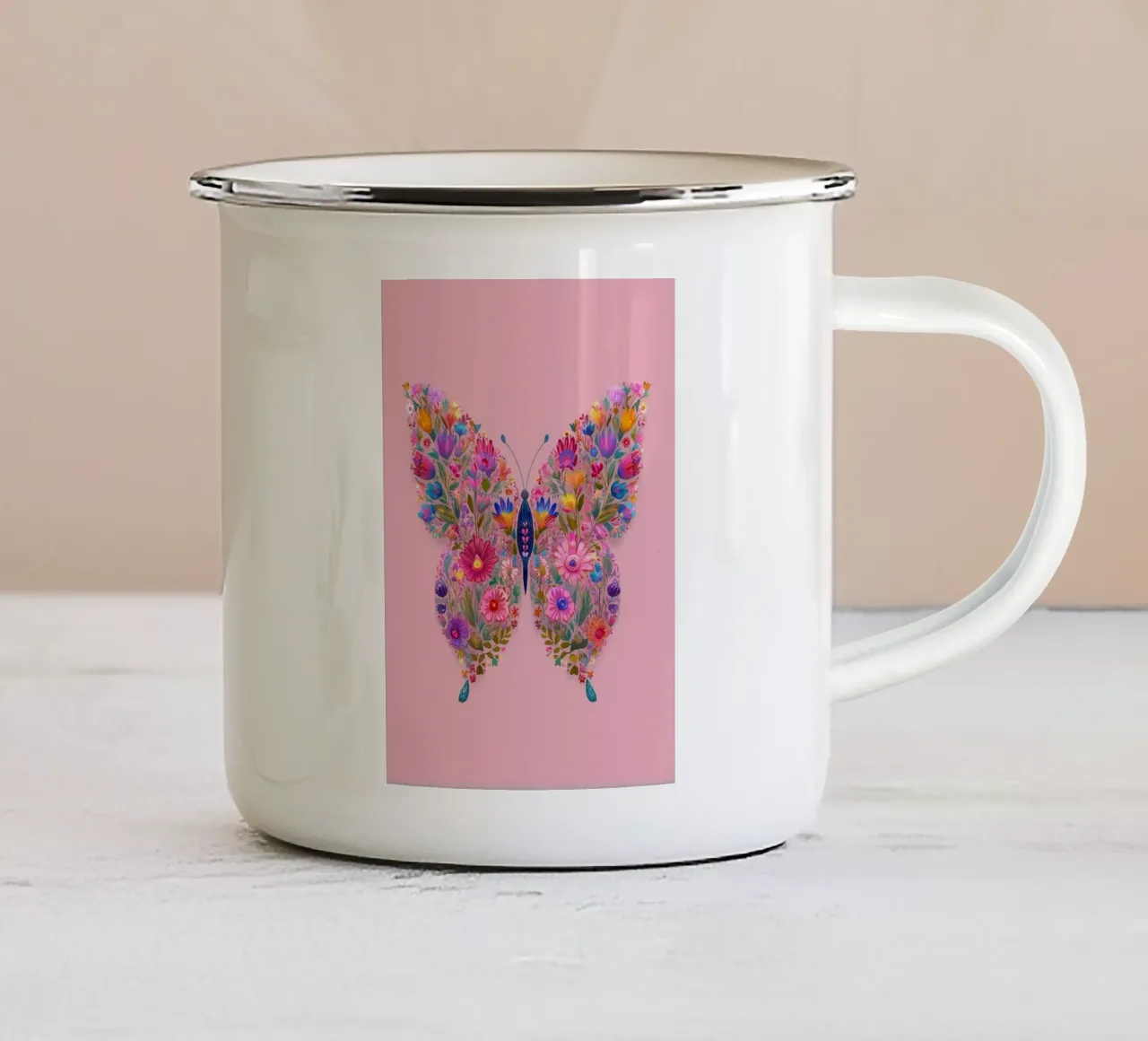 Floral Butterfly of Spring Dreams tazza in smalto da Luca