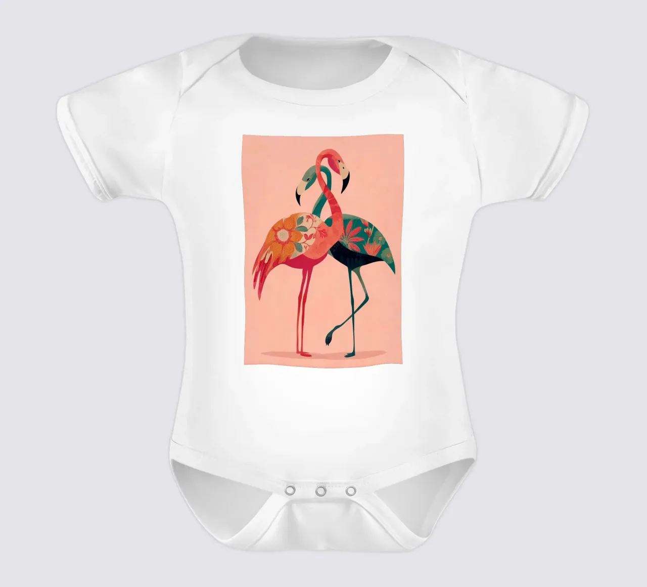 Harmony in Pink - Romantic Flamingo Art body neonato maniche corte da Luca