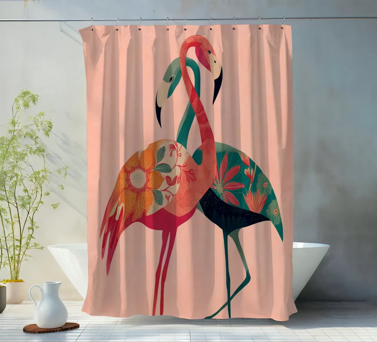 Harmony in Pink - Romantic Flamingo Art tenda da doccia da Luca