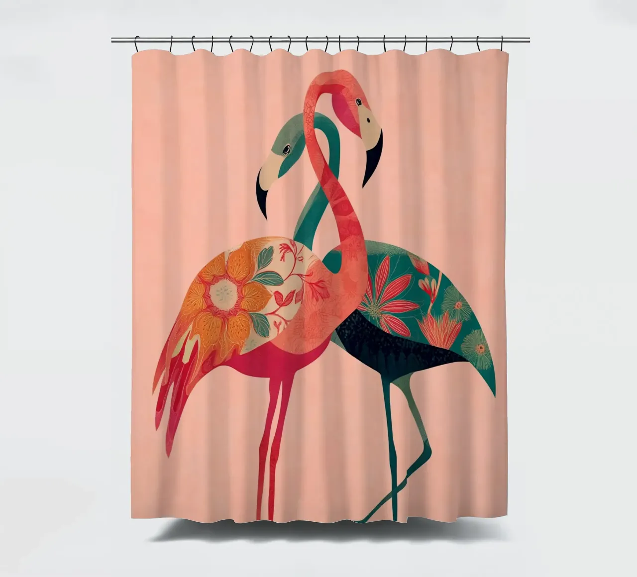 Harmony in Pink - Romantic Flamingo Art tenda da doccia da Luca