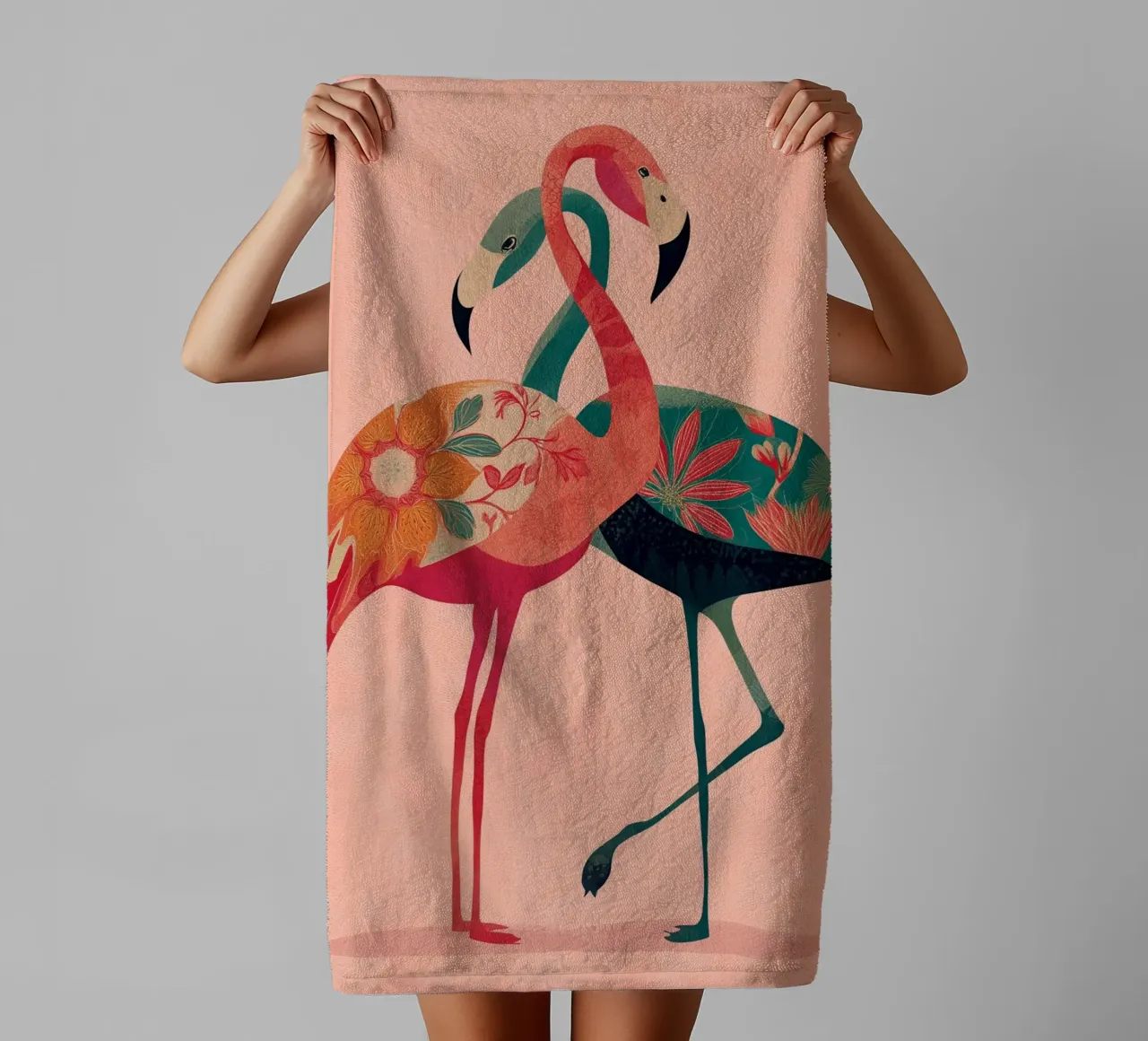 Harmony in Pink - Romantic Flamingo Art asciugamano da bagno da Luca
