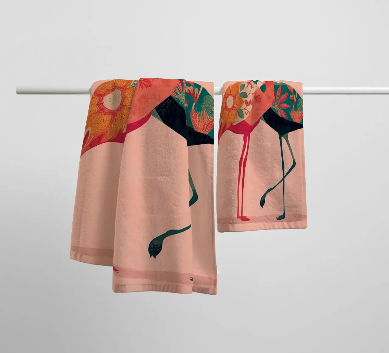 Harmony in Pink - Romantic Flamingo Art asciugamano da bagno da Luca