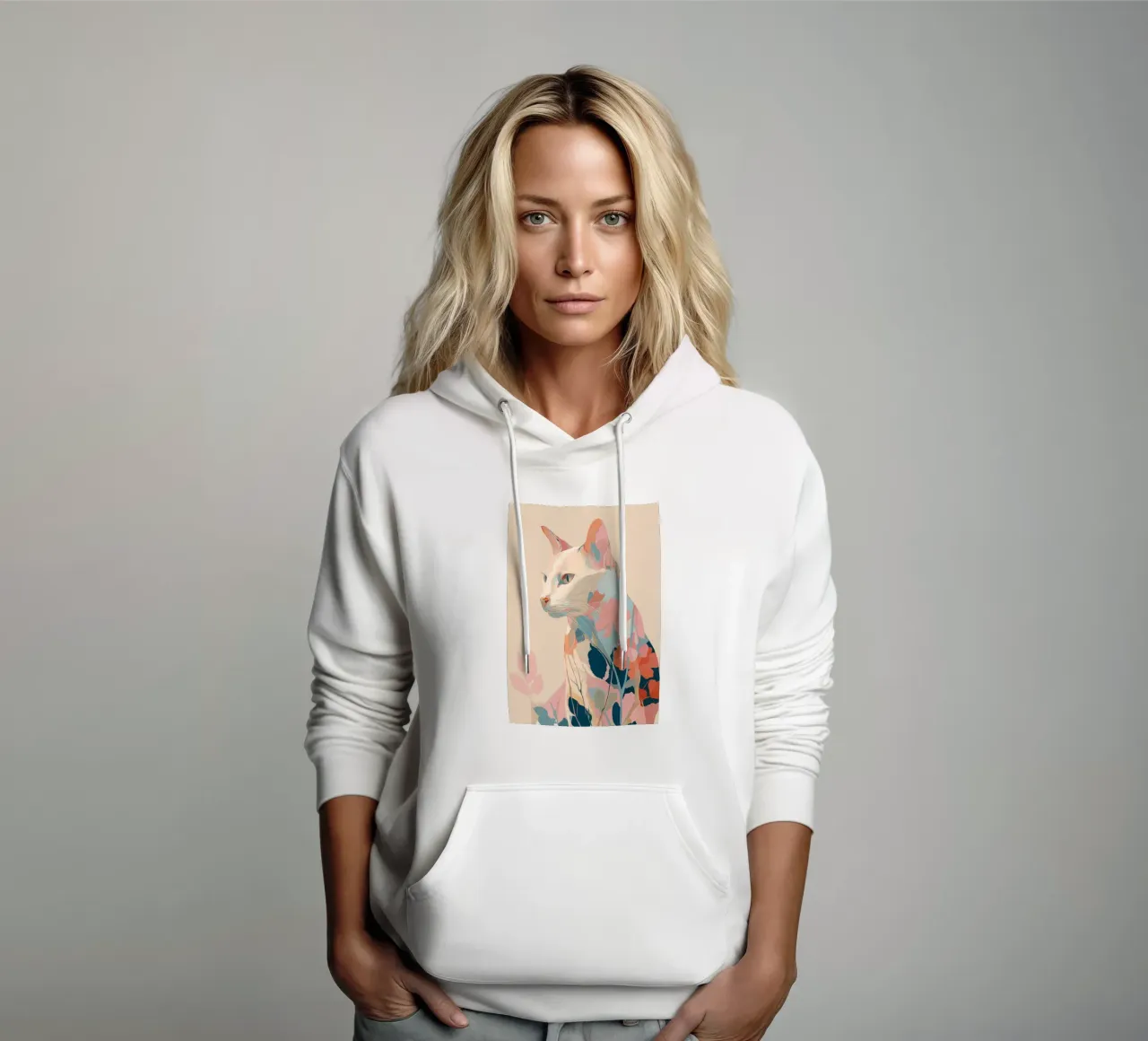 Serene Cat in Bloom Hoodie von Luca
