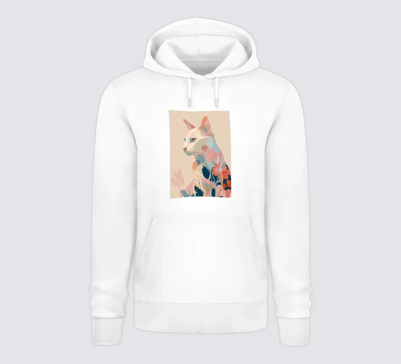 Serene Cat in Bloom felpa con cappuccio da Luca