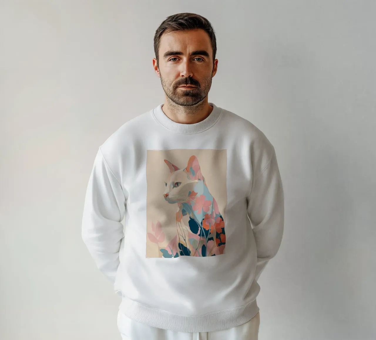 Serene Cat in Bloom felpa da Luca