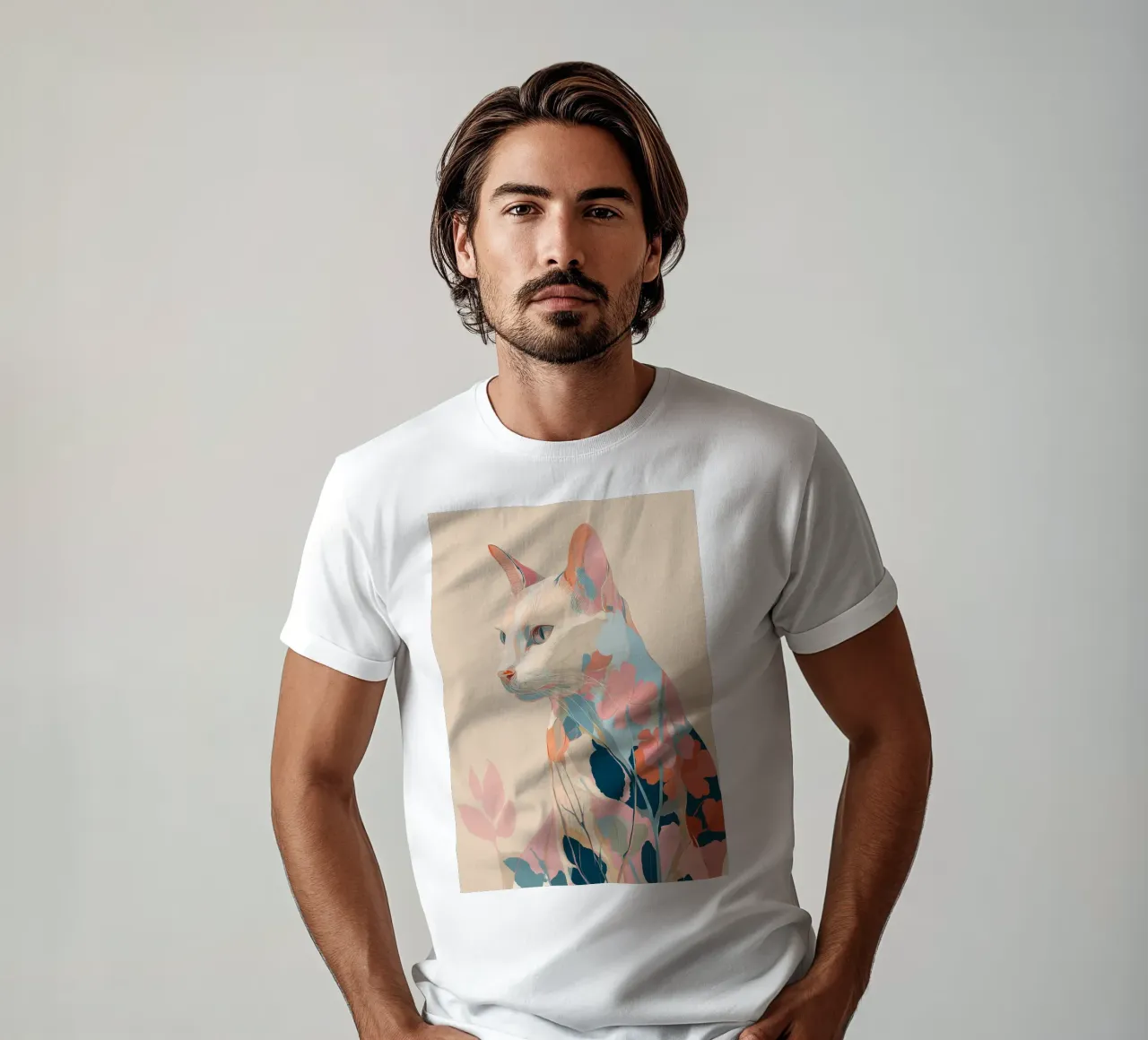 Serene Cat in Bloom t-shirt da Luca