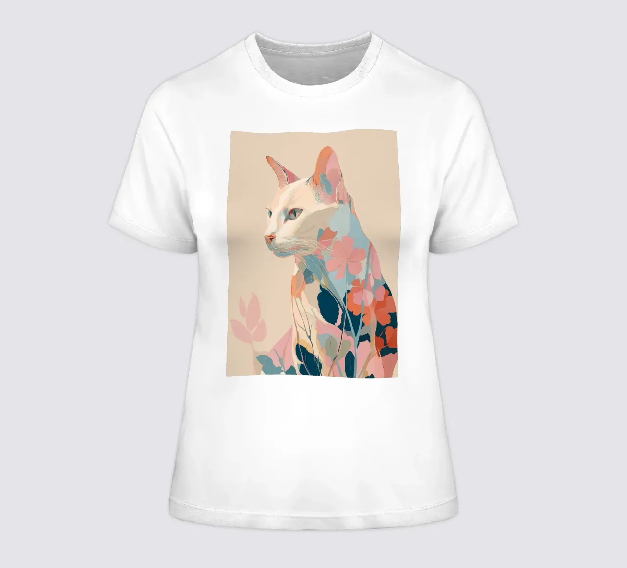 Serene Cat in Bloom t-shirt da donna da Luca