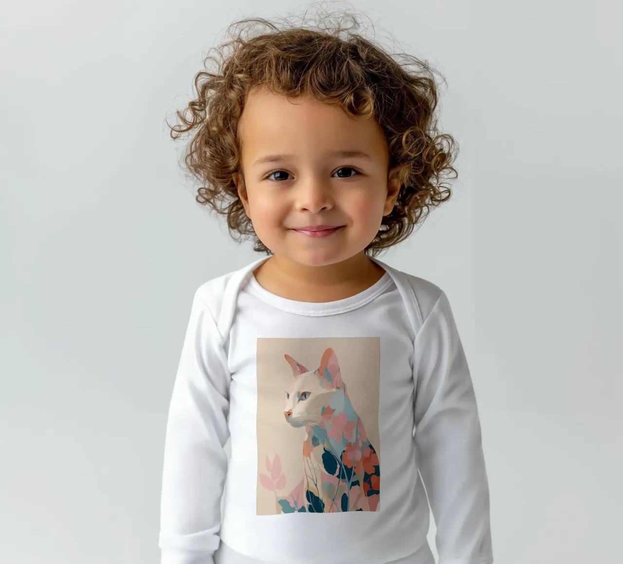 Serene Cat in Bloom body neonato maniche lunghe da Luca