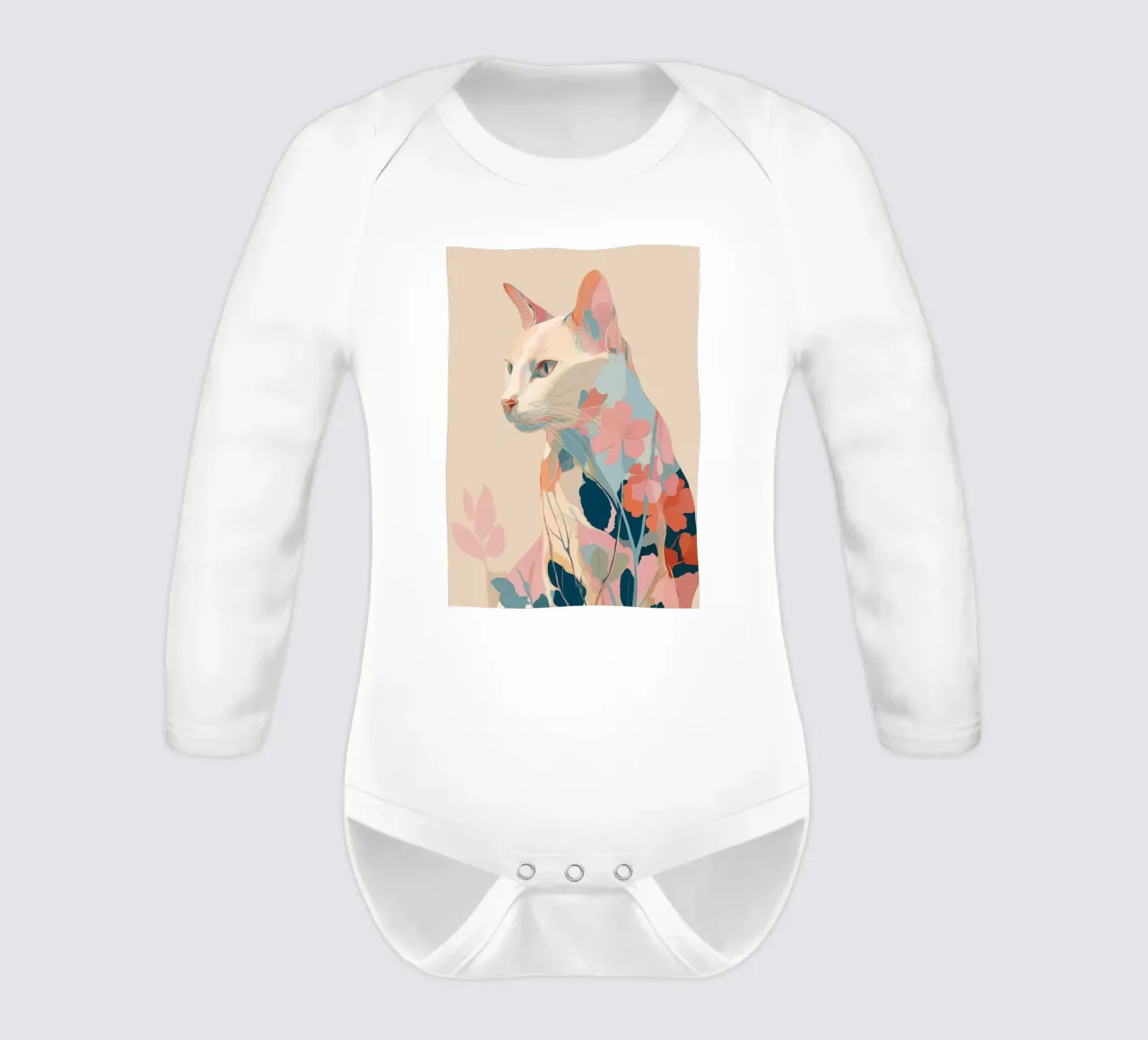 Serene Cat in Bloom body neonato maniche lunghe da Luca