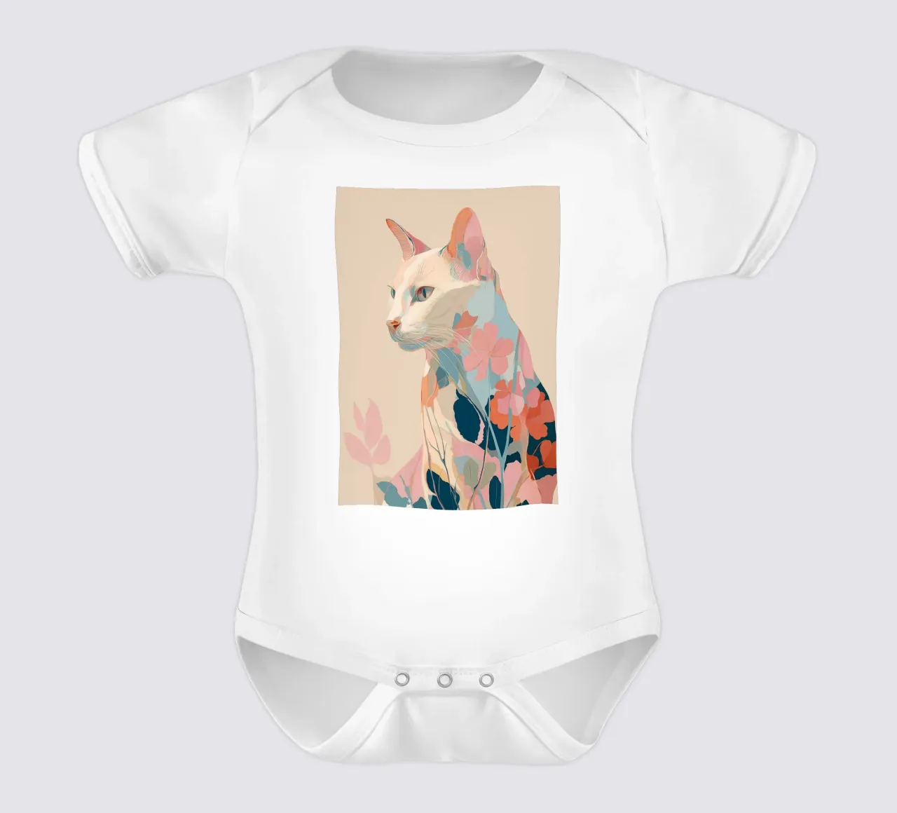 Serene Cat in Bloom body neonato maniche corte da Luca
