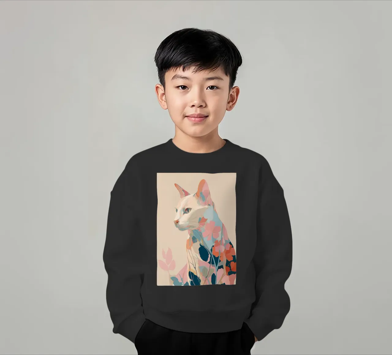 Serene Cat in Bloom felpa bambino da Luca