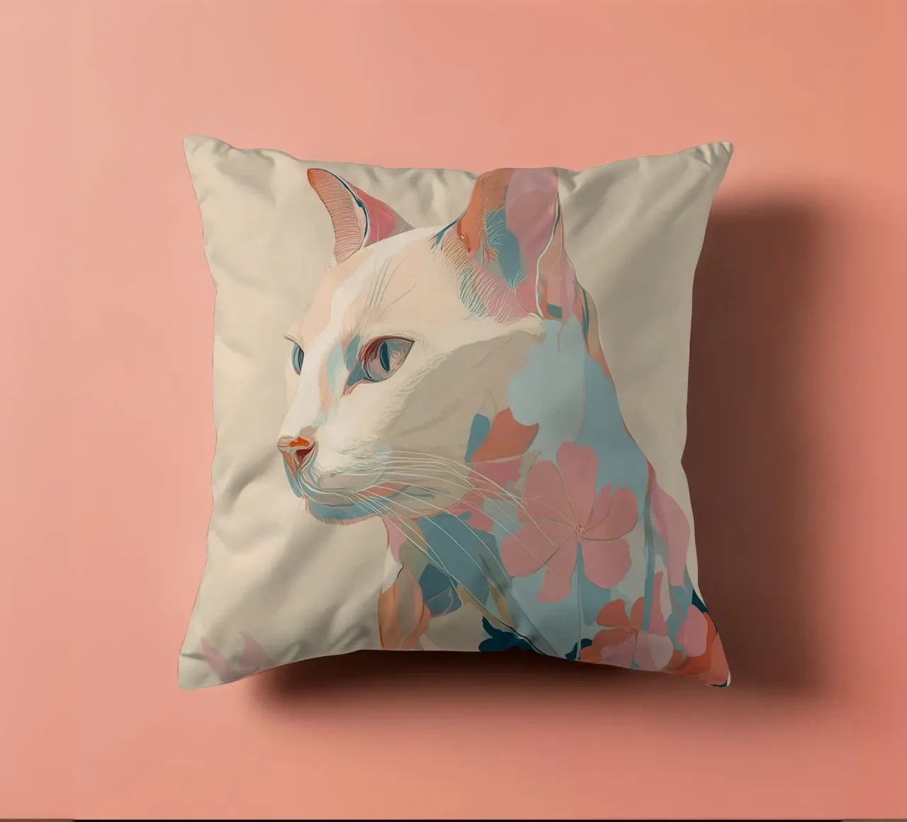Serene Cat in Bloom cuscino da Luca