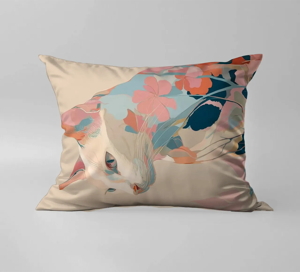Serene Cat in Bloom cuscino da Luca