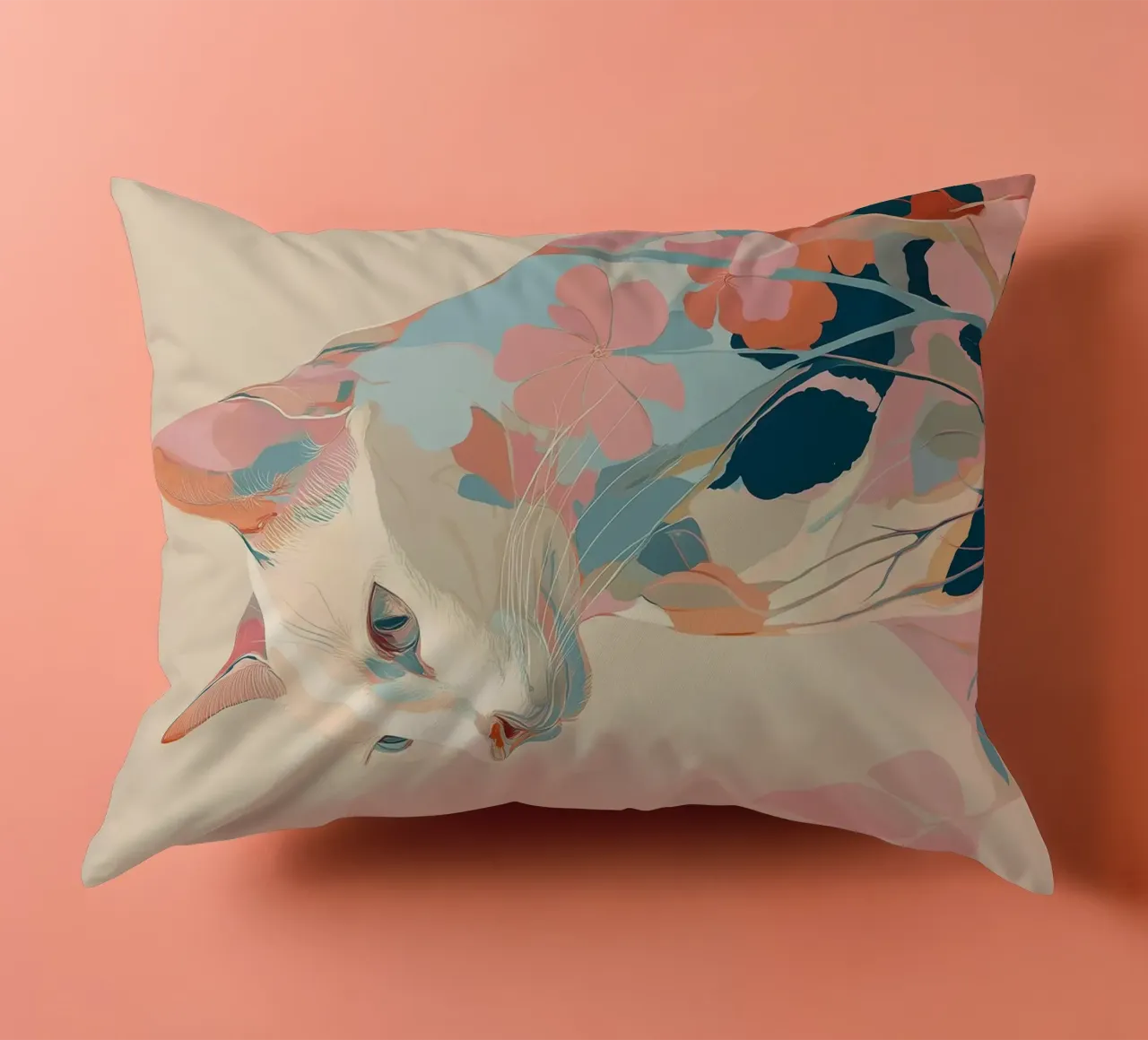 Serene Cat in Bloom cuscino da Luca