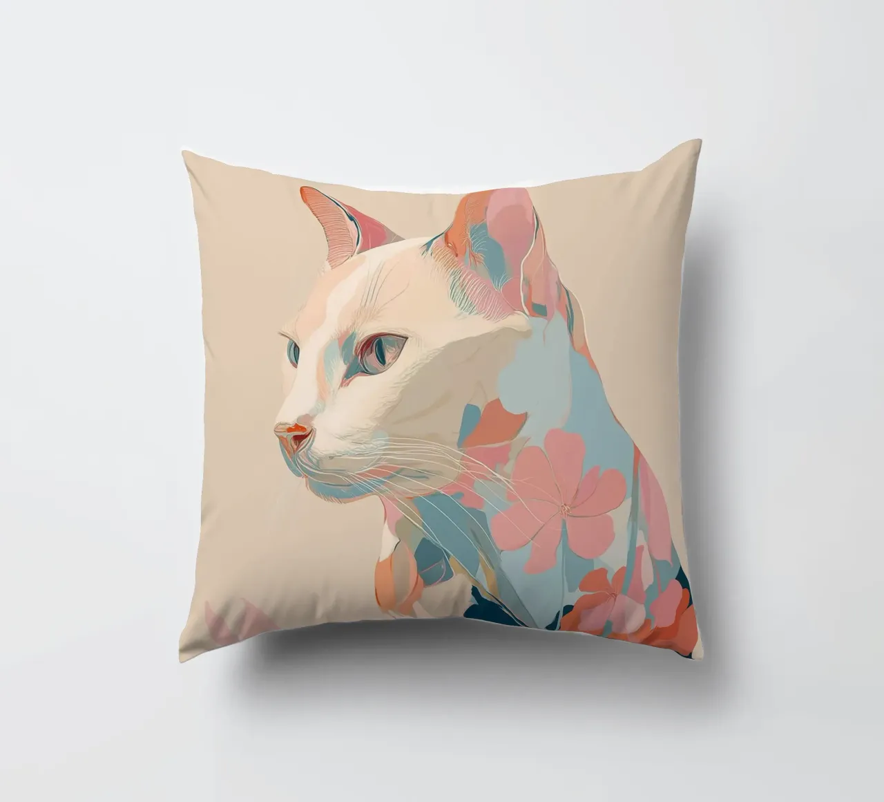 Serene Cat in Bloom Kissen von Luca