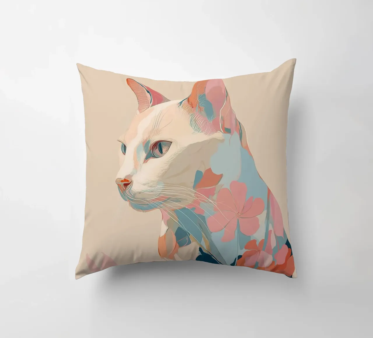 Serene Cat in Bloom cuscino da Luca