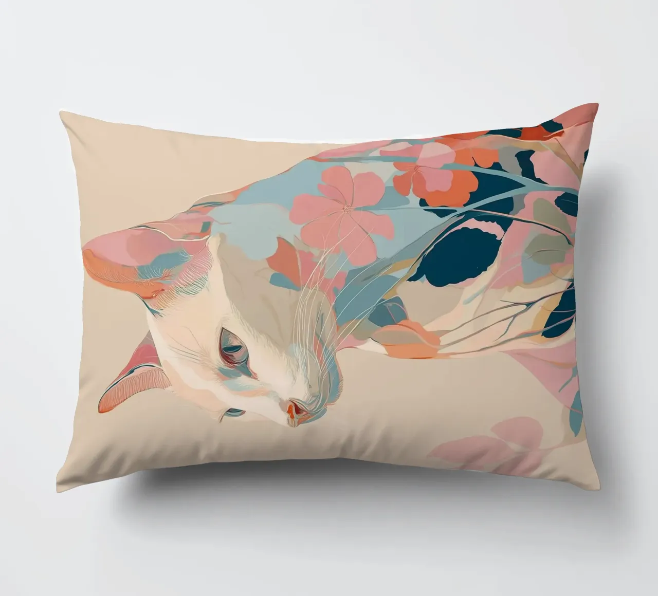 Serene Cat in Bloom cuscino da Luca