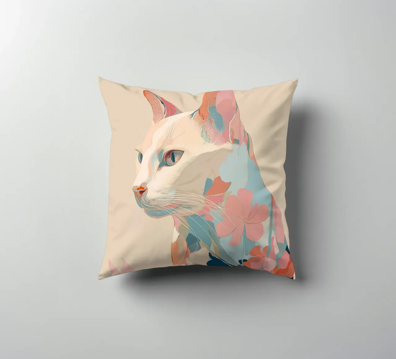 Serene Cat in Bloom cuscino da Luca