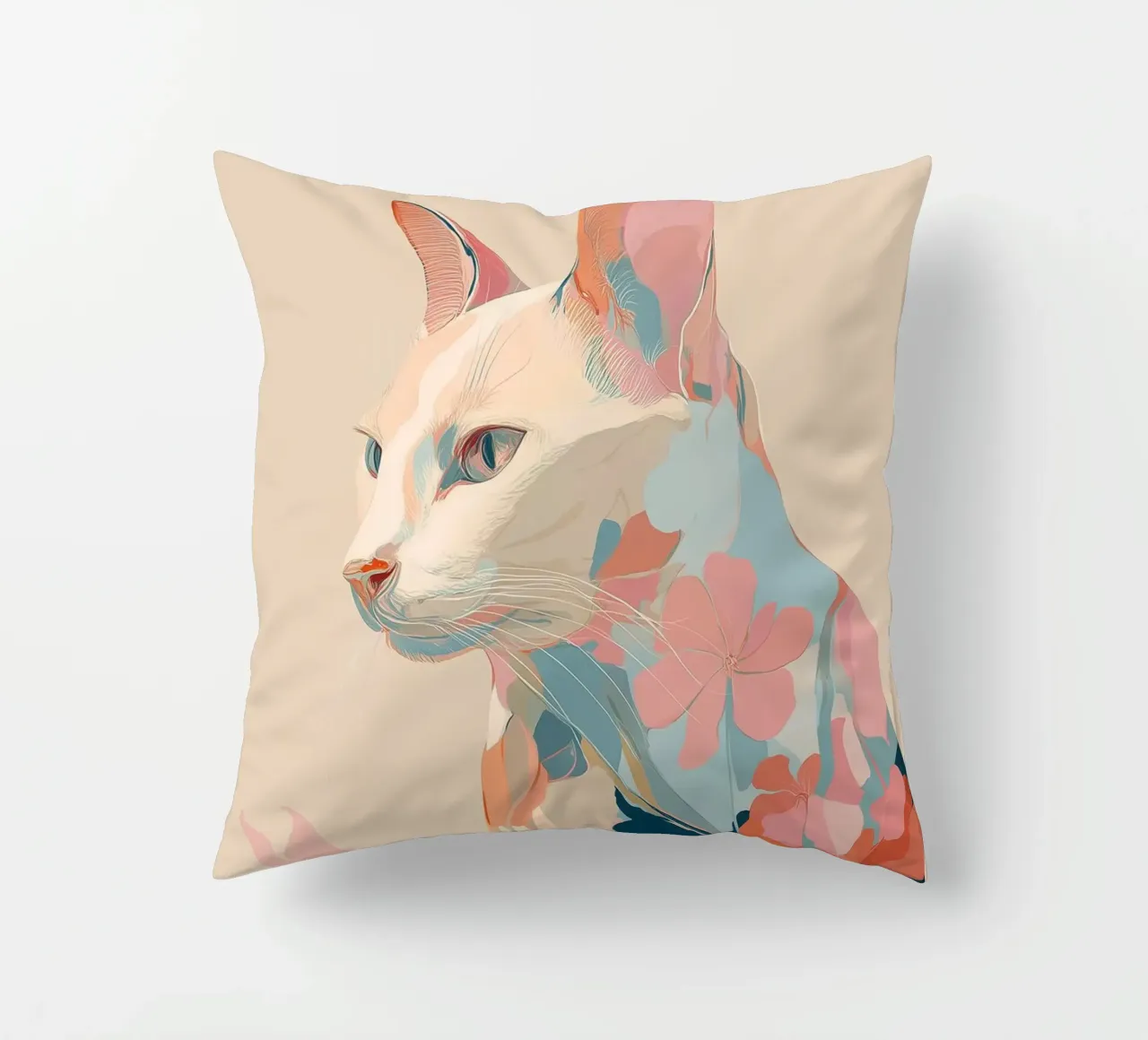 Serene Cat in Bloom cuscino da Luca