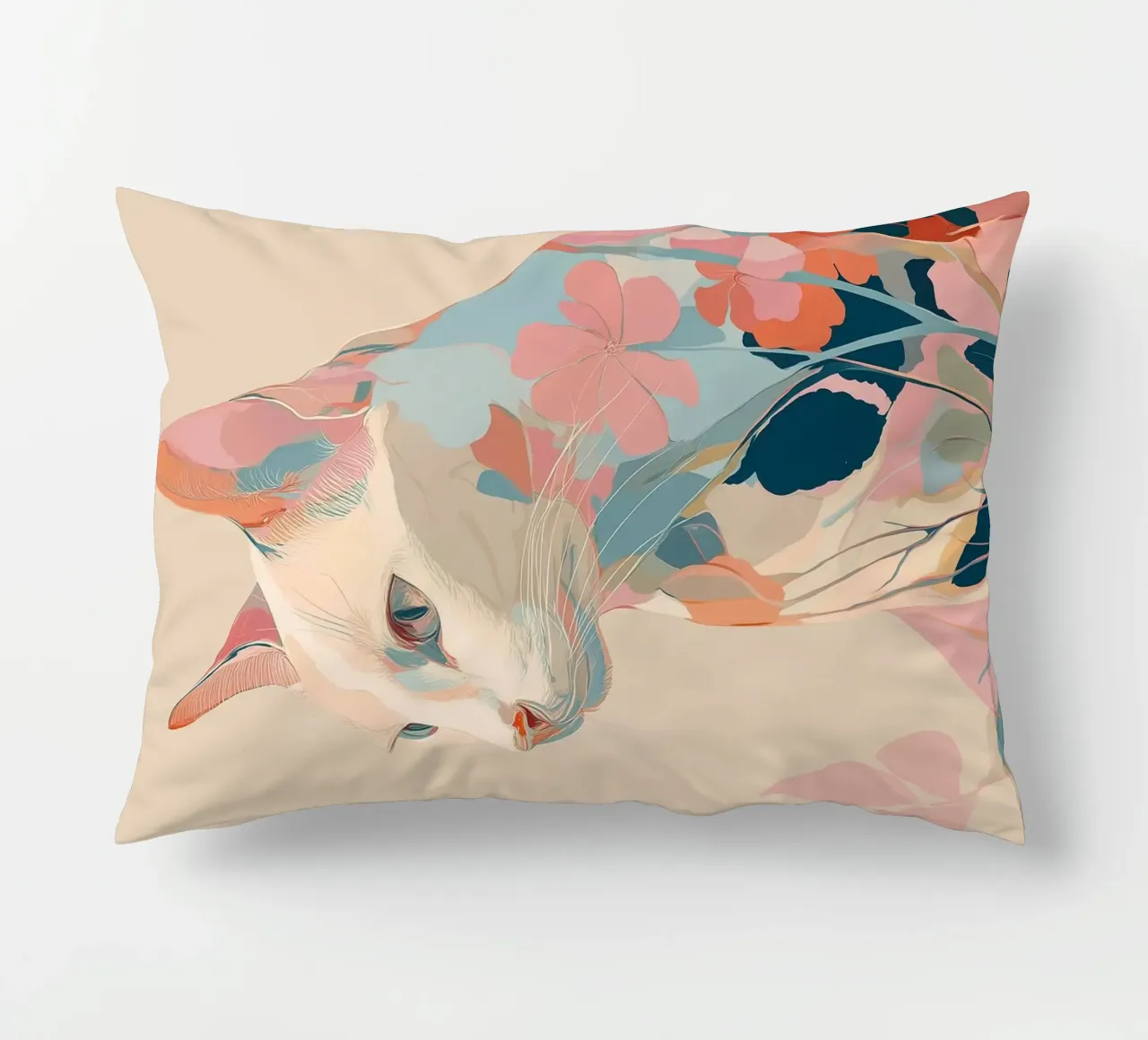 Serene Cat in Bloom cuscino da Luca