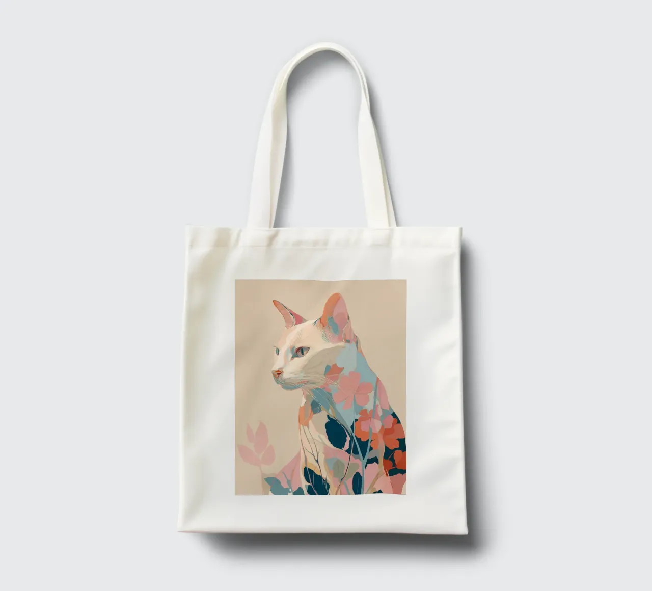 Serene Cat in Bloom borsa in juta da Luca