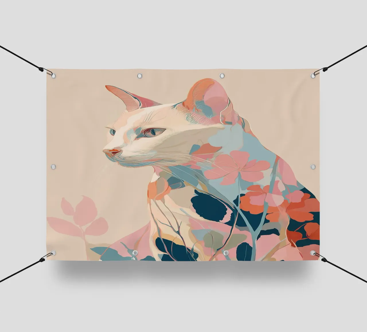Serene Cat in Bloom telo in pvc da Luca