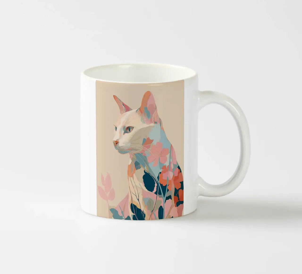 Serene Cat in Bloom tazza in ceramica da Luca