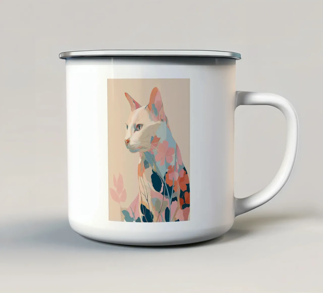 Serene Cat in Bloom tazza in smalto da Luca