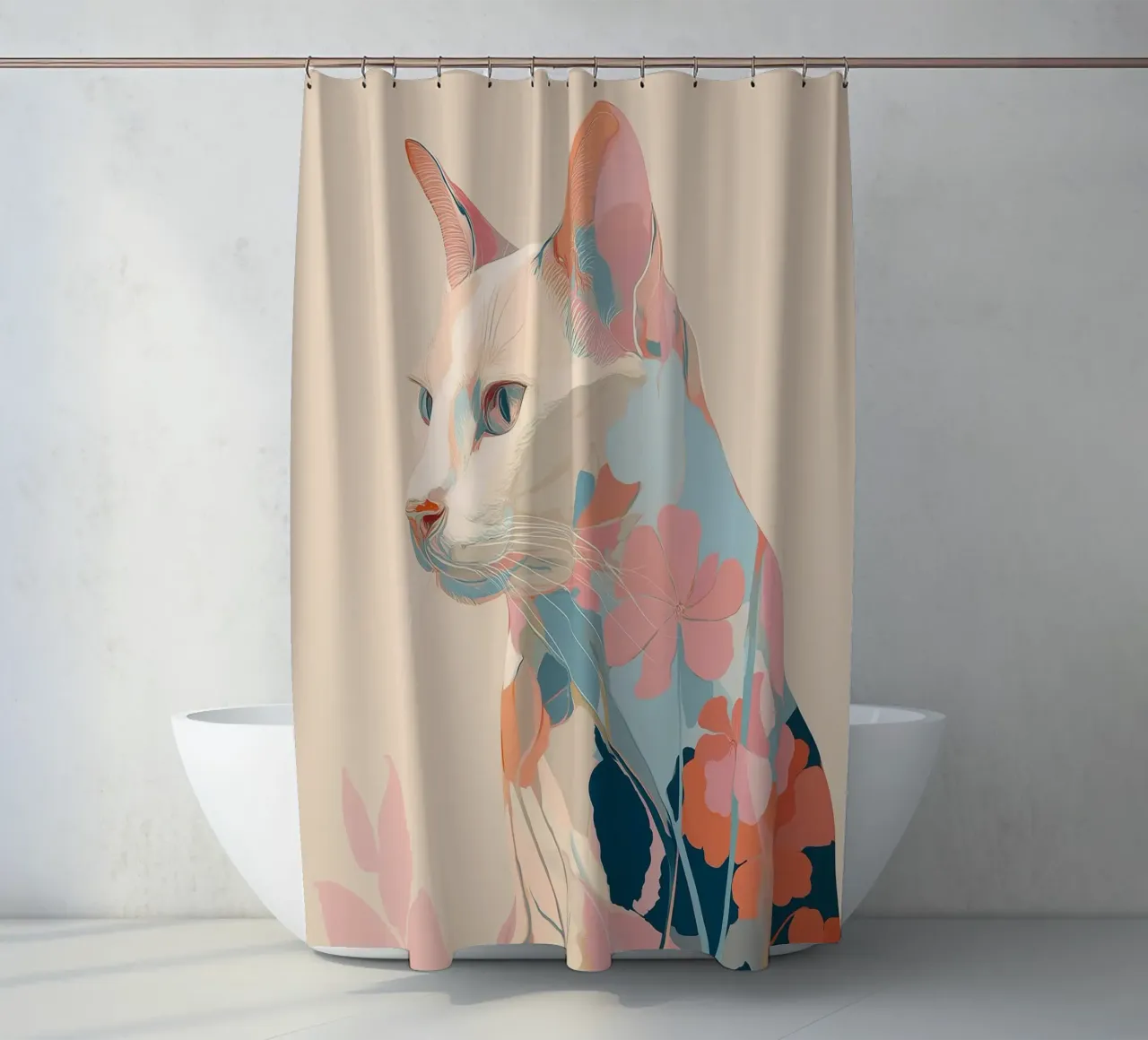 Serene Cat in Bloom tenda da doccia da Luca