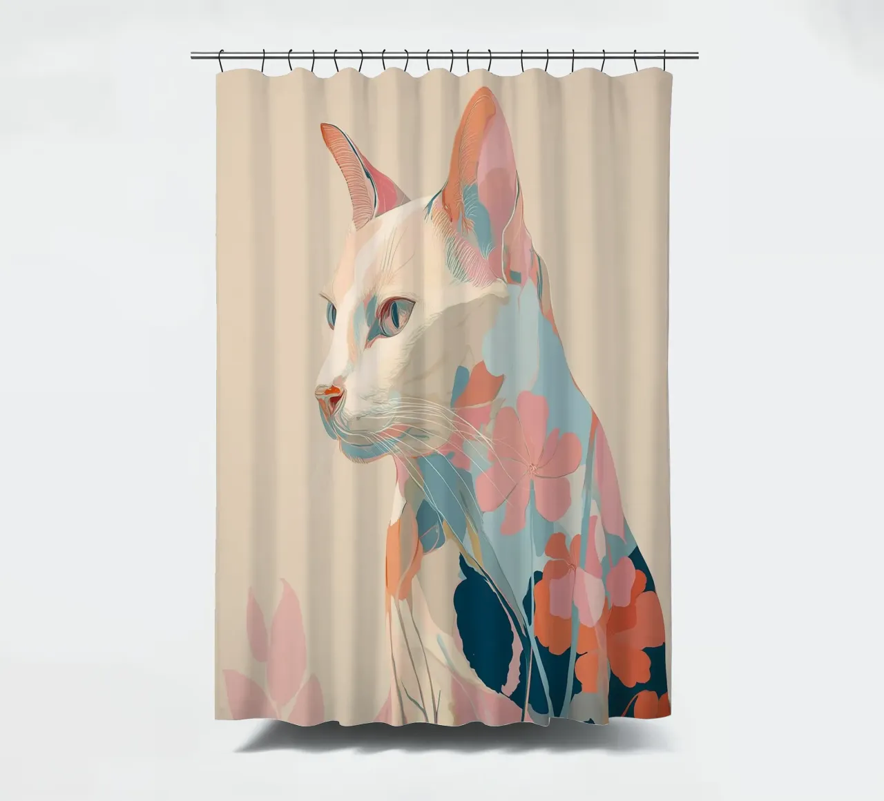 Serene Cat in Bloom tenda da doccia da Luca