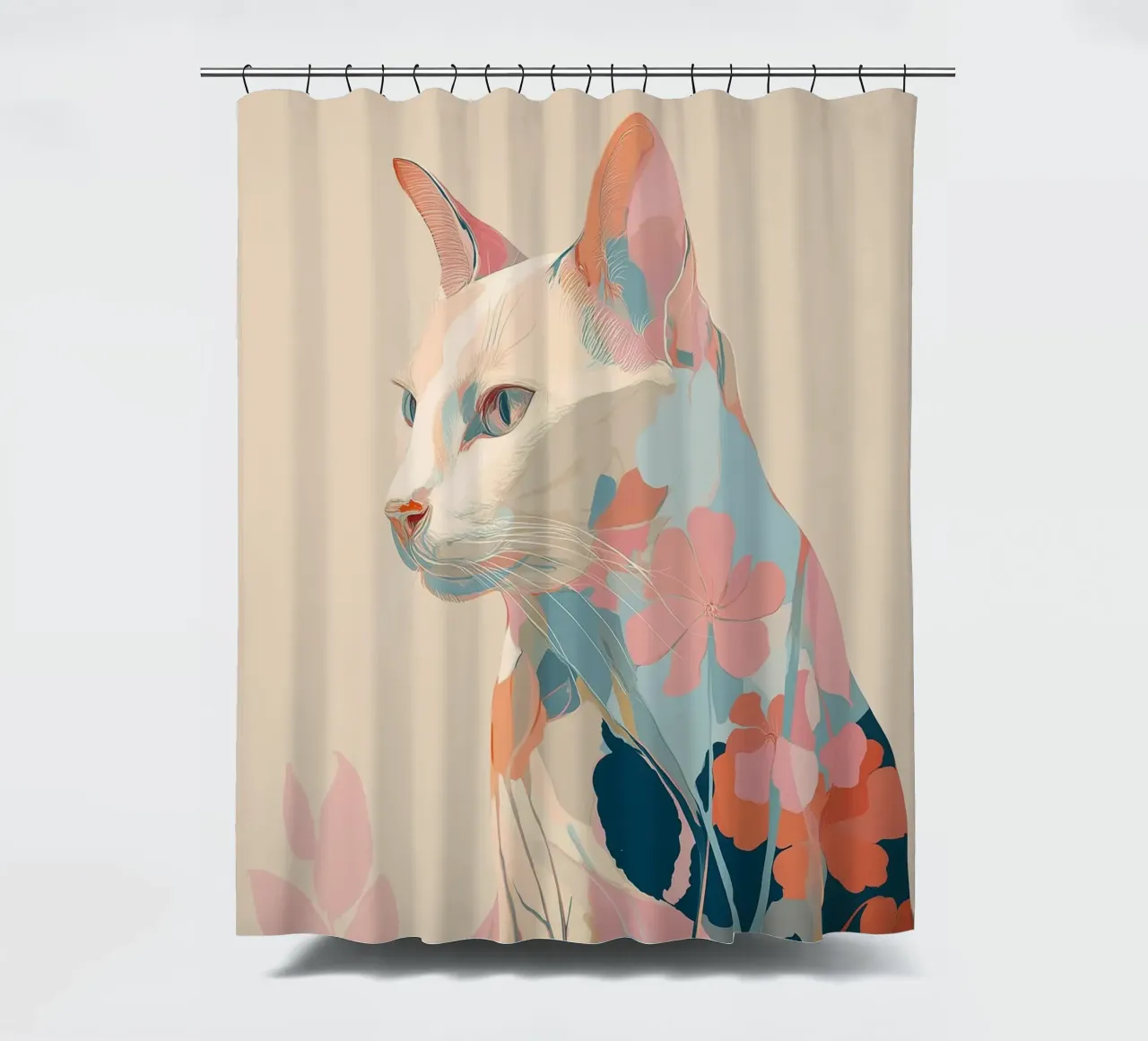 Serene Cat in Bloom tenda da doccia da Luca