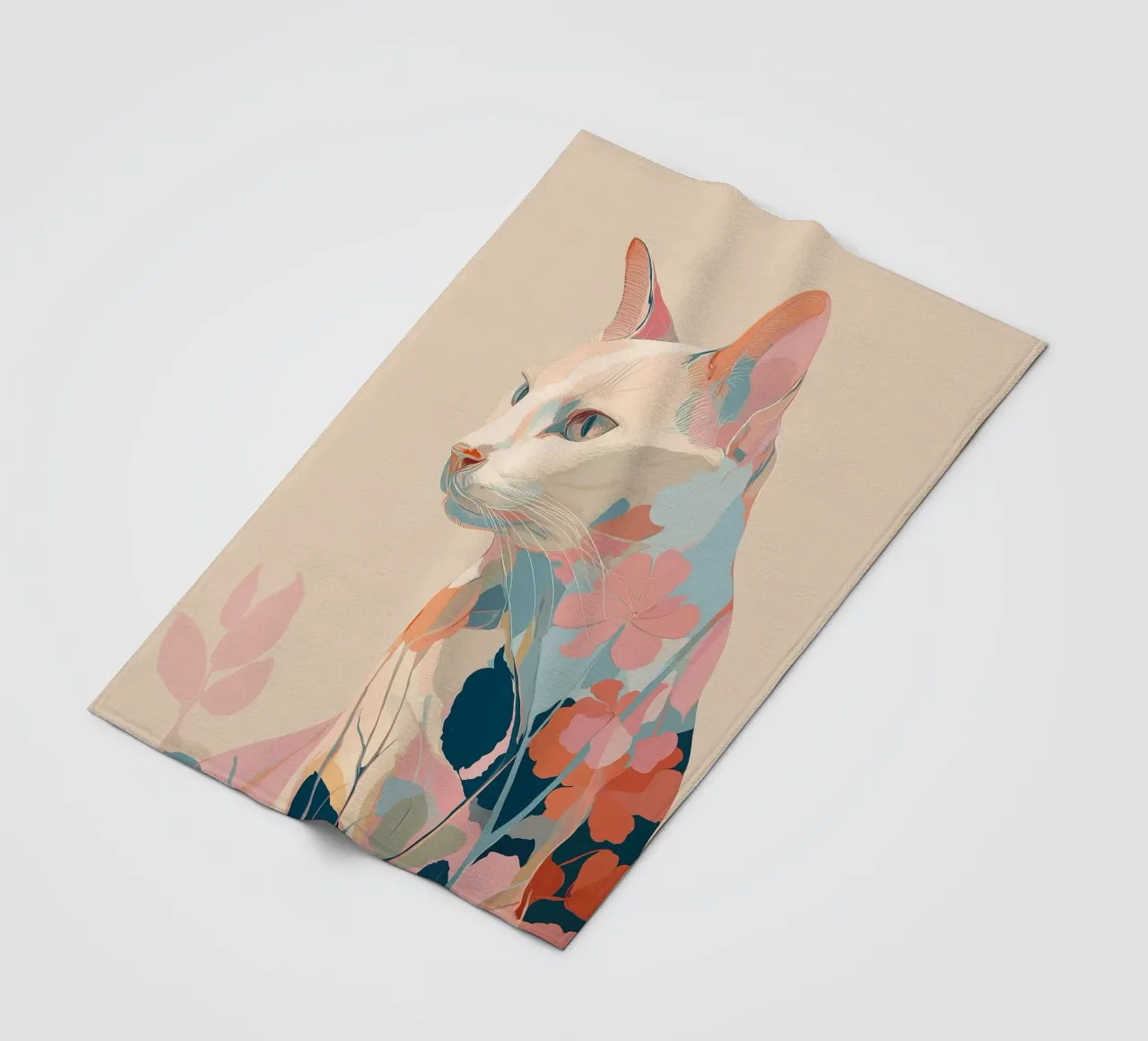 Serene Cat in Bloom Fleecedecke von Luca