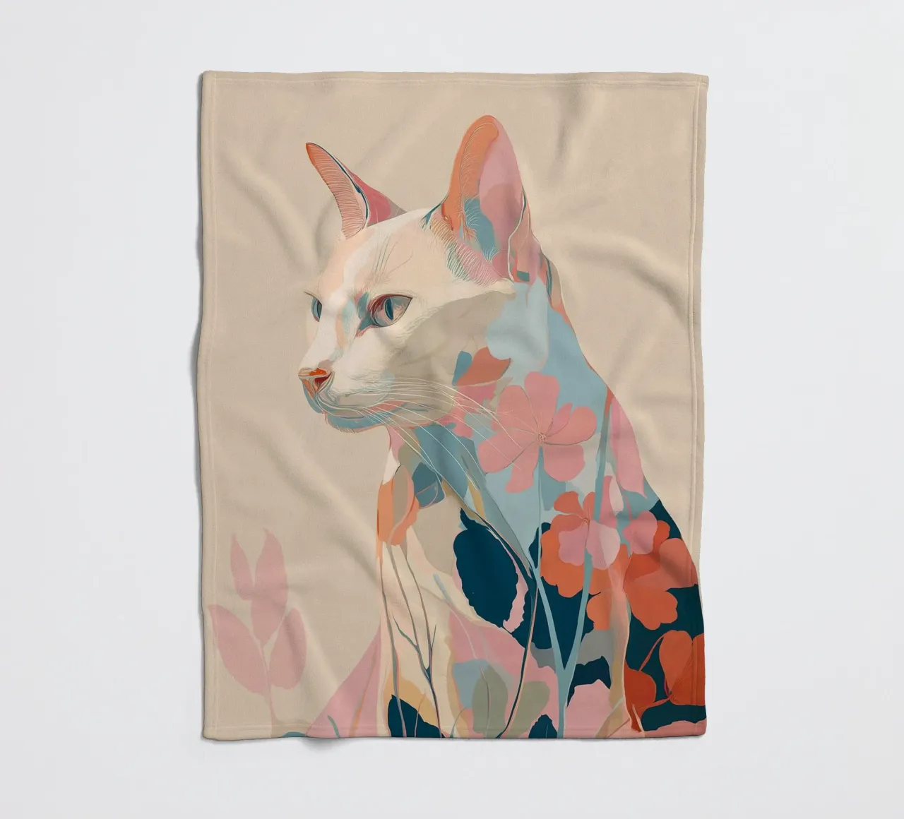 Serene Cat in Bloom Fleecedecke von Luca