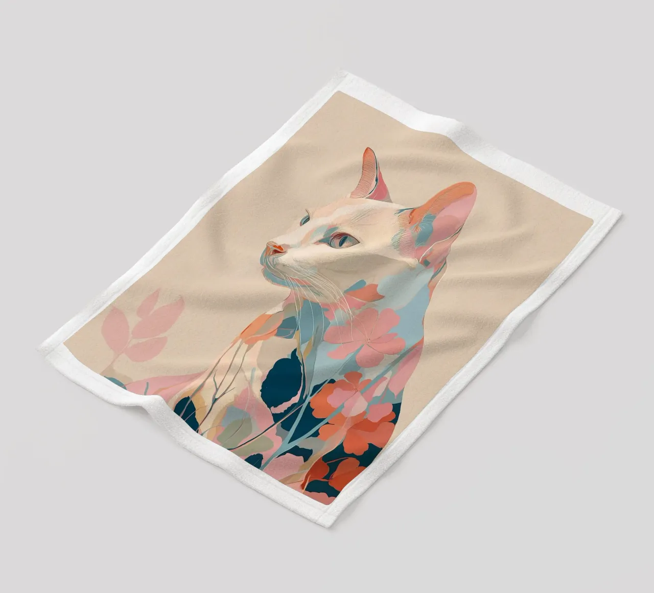 Serene Cat in Bloom Fleecedecke von Luca