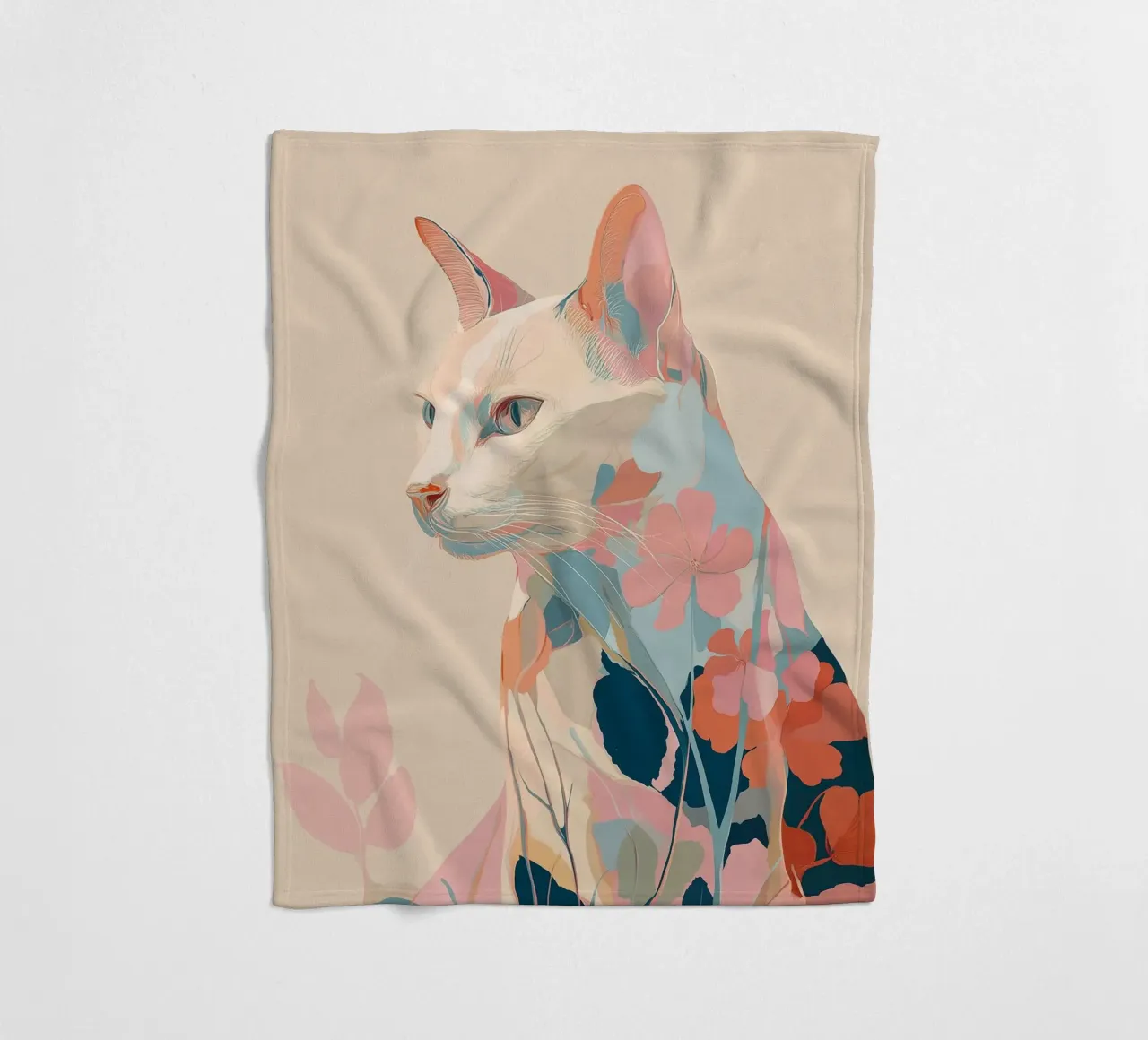 Serene Cat in Bloom Fleecedecke von Luca