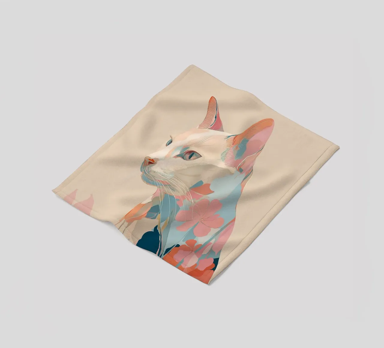 Serene Cat in Bloom Fleecedecke von Luca