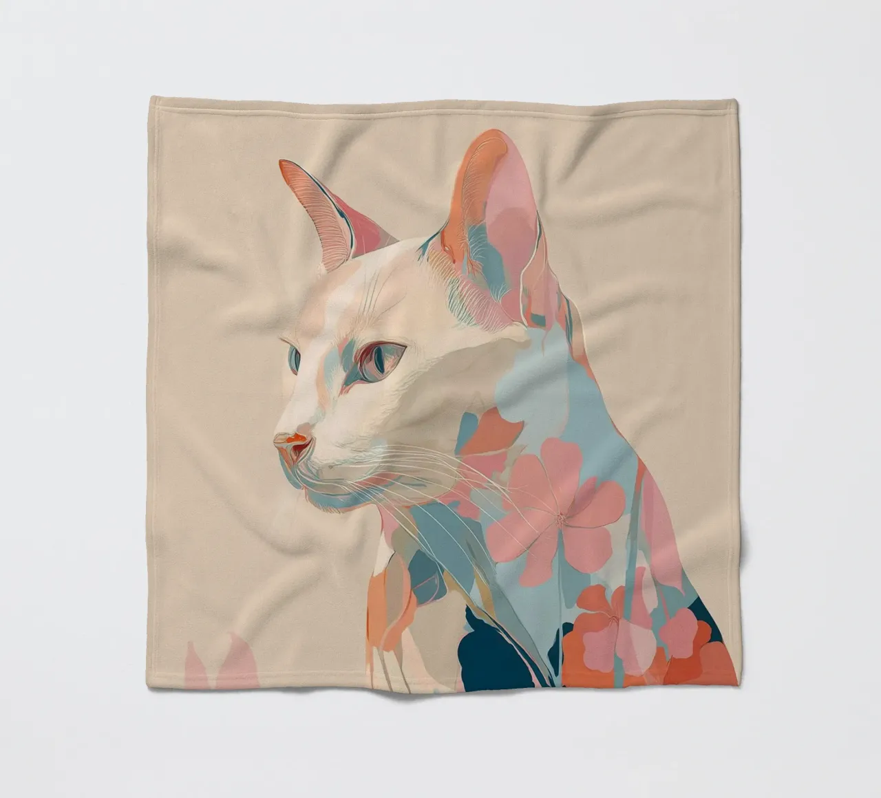 Serene Cat in Bloom Fleecedecke von Luca