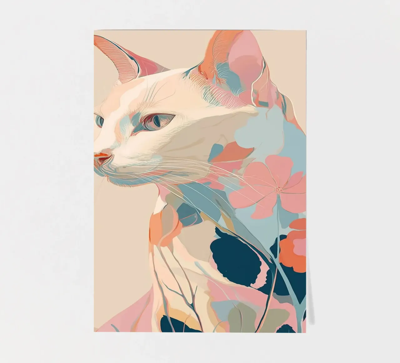 Serene Cat in Bloom foglio adesivo da Luca