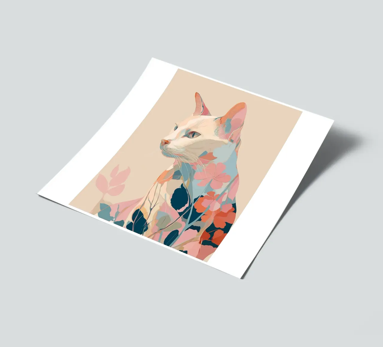 Serene Cat in Bloom foglio adesivo da Luca