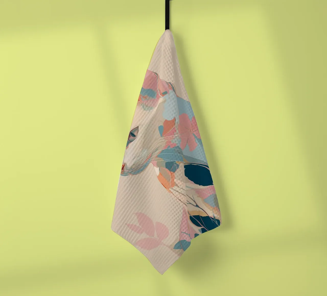 Serene Cat in Bloom theedoek van Luca