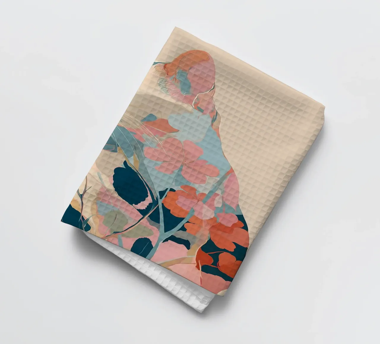 Serene Cat in Bloom theedoek van Luca