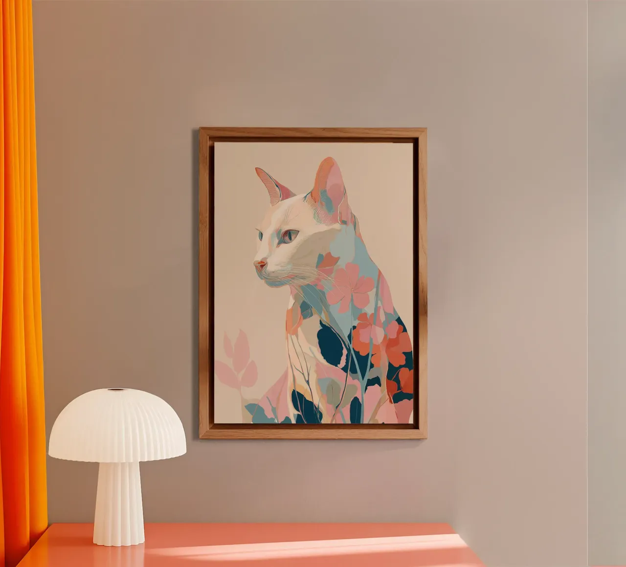 Serene Cat in Bloom alluminio dibond da Luca