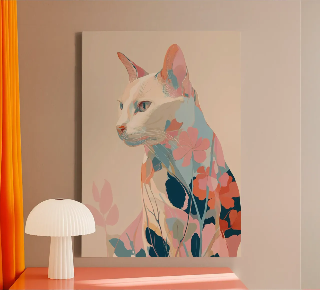 Serene Cat in Bloom tela da Luca